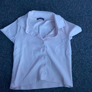 Brandy Melville light pink collar top